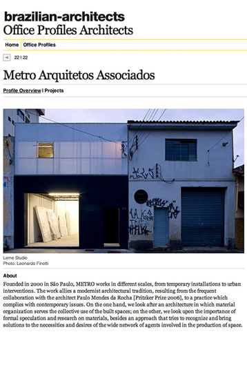 office profiles architects: metro arquitetos associados